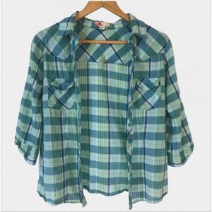 3/$15 Blue Forever 21 plaid shirt